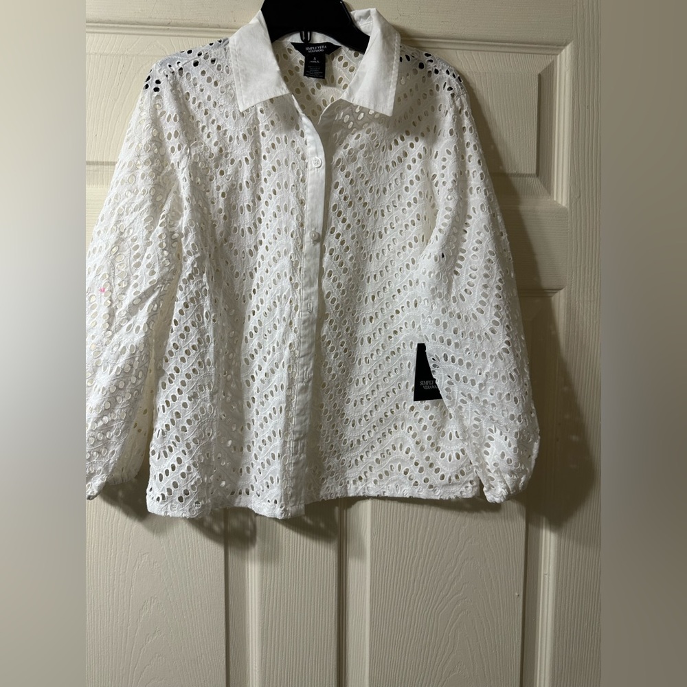 Simply Vera White Top Size S New
